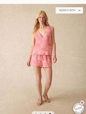 Faherty Pink Tie-Dye Linen Blend shorts and tank top set!